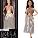 Barbie Basics Model Collector Fashion Doll 06 with Brunette Hair, Shimmery Golden Skirt & Halter, Universal-fit Fashions, Posable Body