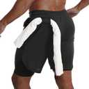 JWJ Mens 2 in 1 Running Shorts Quick Dry Gym Athletic Workout Clothes with Side Pockets,Large