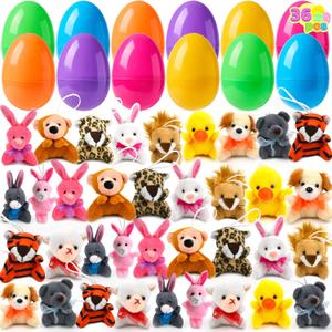 JOYIN 36 Pcs Pre-Filled Easter Eggs Filled with Plush Animal Toys for Kids Toddlers Easter Egg Hunt, Basket Stuffers Fillers, Kids Party Favor, Classroom Prize Supplies