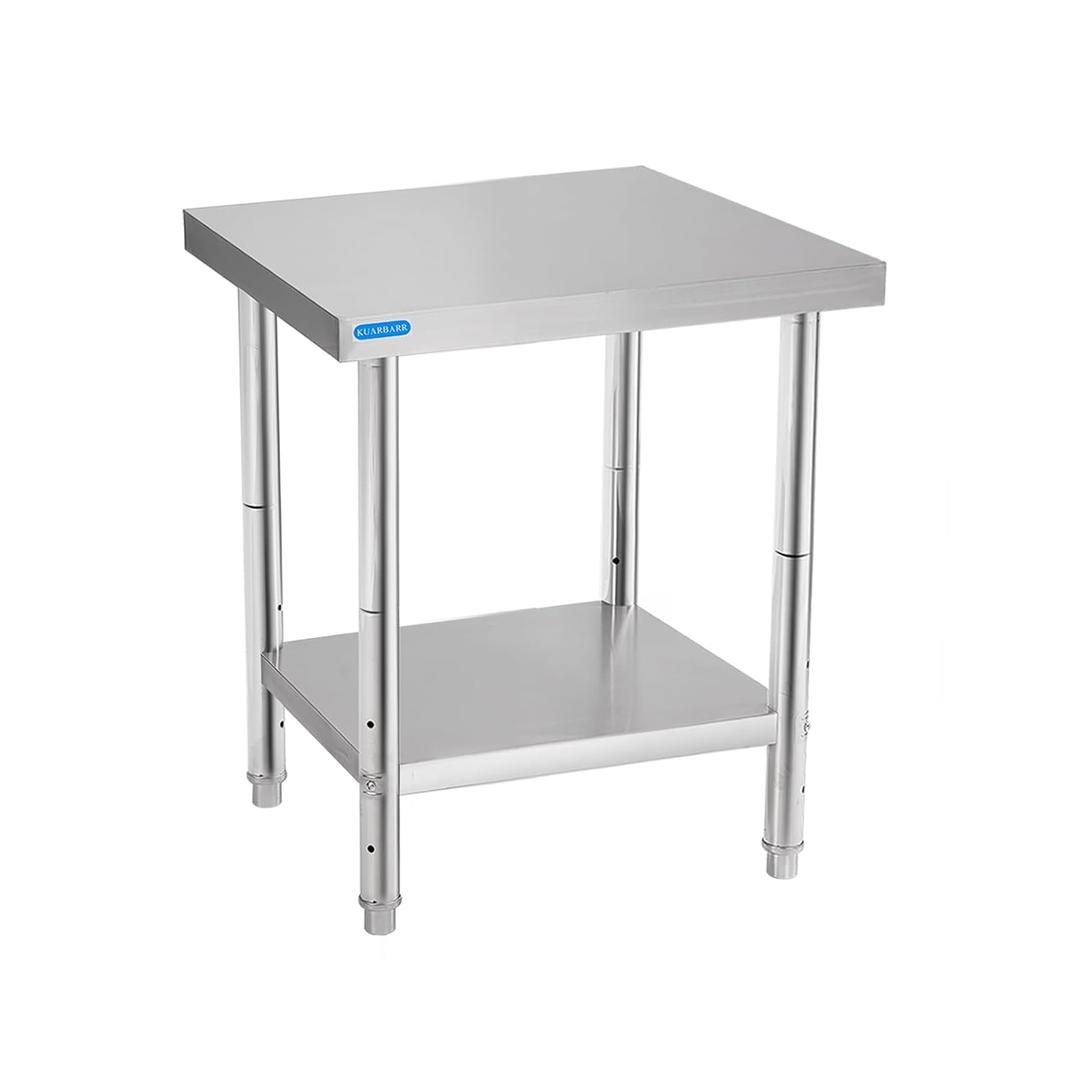 Stainless Steel Table for Prep & Work with Undershelf 18 x 24 Inches NSF Metal Commercial Kitchen Prep Table with Adjustable Under Shelf Worktable for Restaurant Home Outdoor