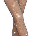 QooNoo Women Fleece Lined Tights High Waisted Pantyhose Opaque Black Sheer Translucent Winter Warm Leggings Shapewear (X-Small, Footed Fishnet)