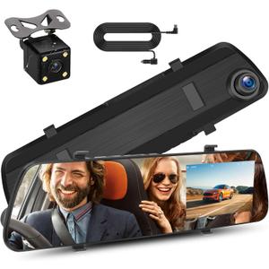 Mirror Dash Cam Front and Rear Dash Car Camera 4 inch 1080P IPS Screen Rear View Mirror Dash Cam Mount with Loop Recording Motion Detection Reverse Assistance