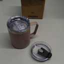 WETOWETO Coffee Mug with Handle, 14oz Insulated Stainless Steel Coffee Travel Mug, Double Wall Vacuum Reusable Coffee Cup with Lid, Powder Coated Rose Gold