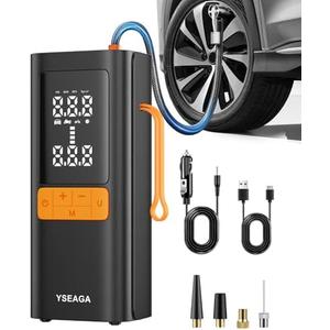 Tire Inflator Portable Air Compressor, 150PSI&12V DC Air Pump for Car Tires, Portable Tire Inflator with LED Light/ Digital Pressure Gauge/ Auto Shut-off, 5x Faster Inflate/ Deflate for Car, Moto, Bike, Ball