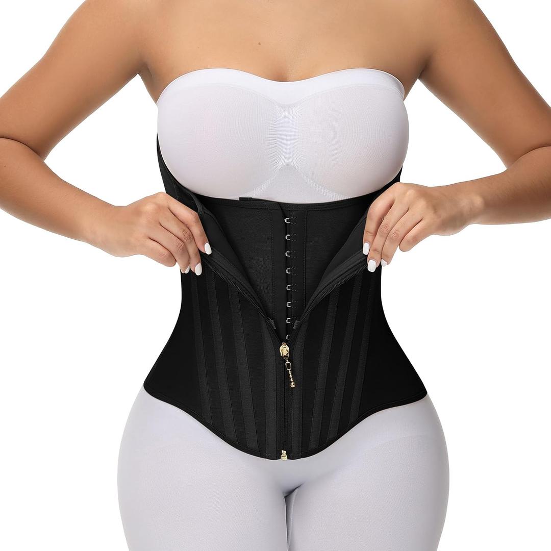 SHAPSHE Waist Trainer for Women Tummy Control Corset Sport Workout Body Shaper Postpartum Belly Band Gym (Black, XXL)