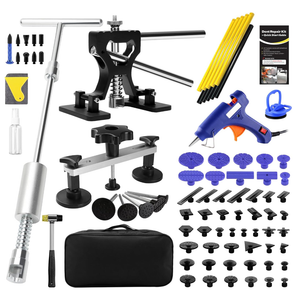 QwikFix Dent Puller Kit for Car, Paintless Dent Removal Kit with Lightweight Metal Dent Lifter & 2in1 Tbar Puller, 100W Hot Glue Gun & High Viscosity Glue Sticks for Auto Body Dent Repair
