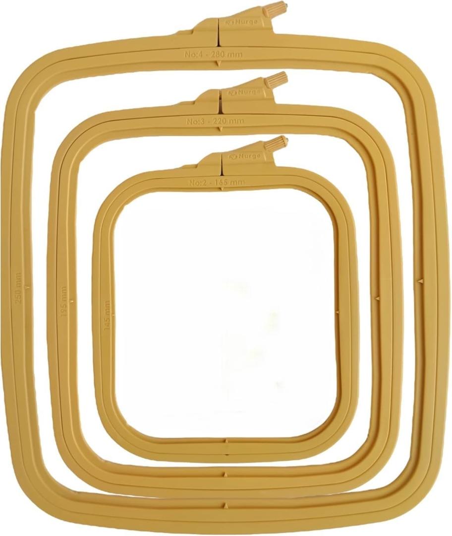 Nurge Beige 3 Pcs Set Plastic Square Embroidery Hoop, Cross Stitch Hoops, Punch Needle Hoop (3 Pcs)