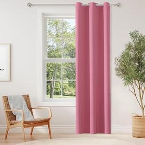 ChrisDowa Grommet Blackout Curtains for Bedroom - Thermal Insulated Room Darkening Curtains for Living Room (1 Panel Set, Pink, 42W x 84L)