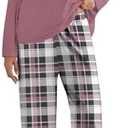 SHESHOW Pajamas for Women Set Long Sleeve Tops Plaid Pajama Pants with Pockets Winter Womens Pjs Sets XXL