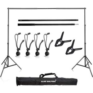SLOW DOLPHIN Photo Video Studio 10x7ft(WxH) Adjustable Backdrop Support System Kit Background Stand with Carry Bag