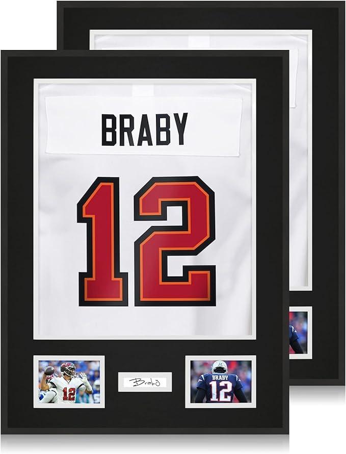 Aluminum Jersey Frame Display Case 2 Pack, Lightweight & Durable Metal Jersey Frame with Mat, Pinboard, Shatterproof Plexiglass & Hanging Kit for Football Baseball Basketball Soccer Hockey Shirt