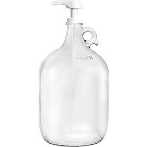 Gallon Glass Pump Dispenser Bottle, Large Jug Laundry Liquid Detergent Dispenser with Pump for Laundry Room Organization, Soap, Fabric Softener, Commercial Condiment Dispenser- 128 oz by Kitchentoolz