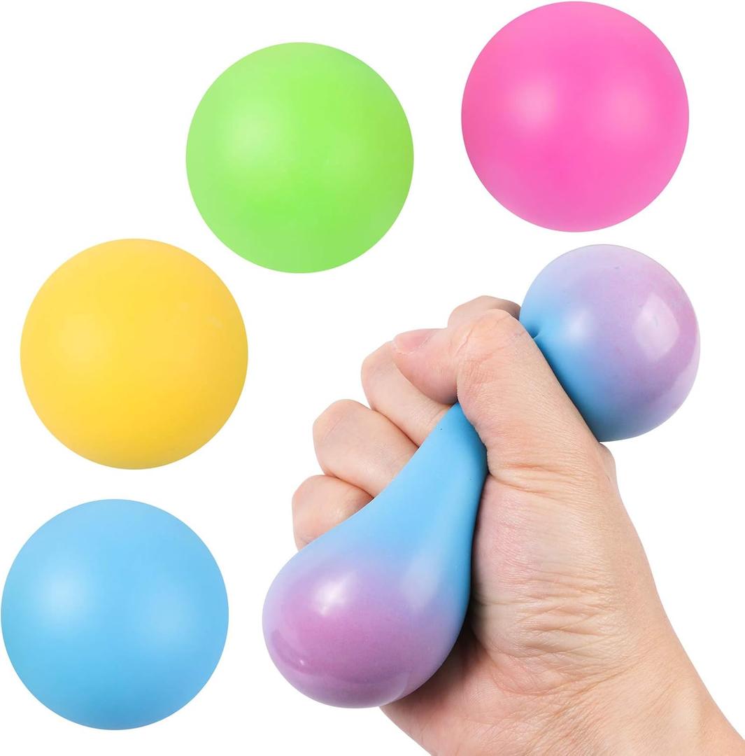 4 PCS Colorful Stress Balls for Adults and Kids,Squeeze Color Change Ball Fidget Toy,Sensory Squishy Balls for Teens Girls and Boys,Stretchy Toys,Hand Exercise Bouncy Balls