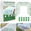 Garden Netting Kit for Raised Bed, 8X20FT Ultra Fine Mesh Netting with 5 Sets Garden Hoops & 15pcs Clips, Reusable Bird Netting for Garden Protection