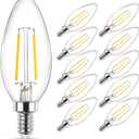 Ascher Classic E12 LED Candelabra Light Bulb 4W, Equivalent 40W, Warm White 2700K, Non-Dimmable, Clear Glass Filament Chandelier LED Bulbs, E12 Candelabra Base Candle Light Bulbs, Pack of 10