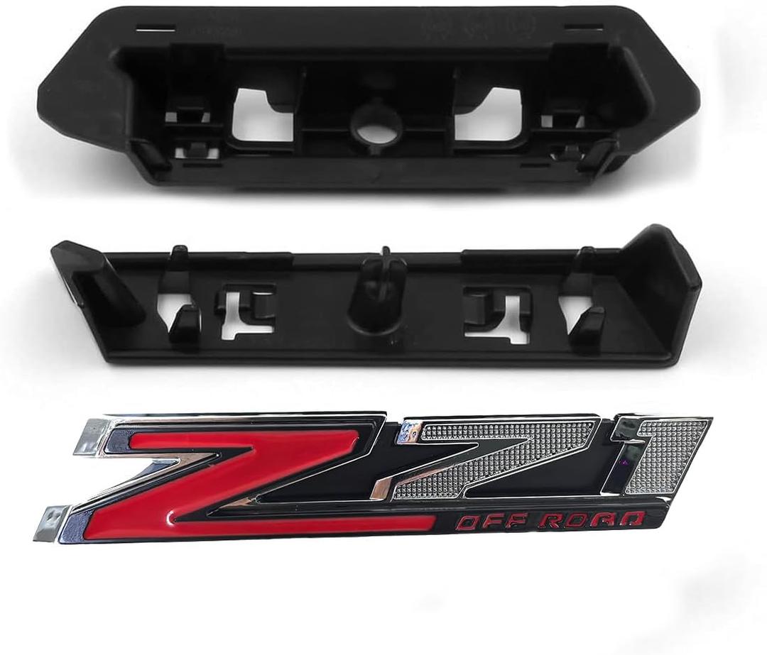 1 Grille Z71 Off Road Front Emblem 3D Badge Compatible with 2019-2025 Silverado Tahoe Suburban RST 1500 HD 2500 HD 3500HD 84384428 Offroad (Chrome Red)