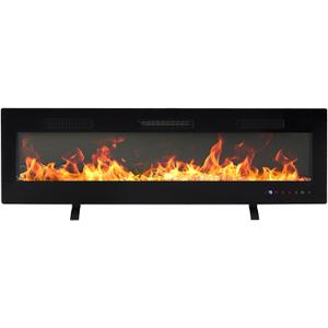 DUMOS 60" Freestanding Electric Fireplace, 1500W/750W Wall Mounted or Recessed Insert Fireplaces Heater with Remote Control,13 Adjustable Flame Color, 12H Timer, Touch Screen, Inky