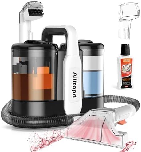 Ailltopd Portable Carpet & Upholstery Spot Cleaner, 15Kpa Powerful Suction & Couch Cleaner, Deep Cleaning for Carpet, Car, Pets, Stairs, Furniture, Self Cleaning System and Cleaner Solution (White)