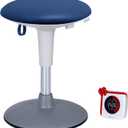 Wobble Stool for Kids Ages 712; Adjustable Height Wobble Stool; Classroom Seating with Soft, Easy-to-Clean NEW Fabric Cushion; Flexible Wiggle Chair for Focus & ADHD + Bonus Visual Timer (Ocean Blue)