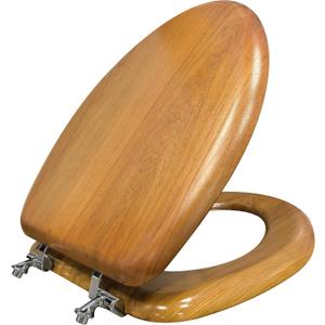 Oak Veneer Wood Elongated Toilet Seat, Heavy-Duty, US Stardard