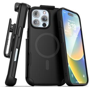 Encased SlimShield for iPhone 16 Pro Belt Clip Case with Phone Holster (Compatible with MagSafe) Matte Black (iPhone 16 Pro)