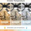 65 Inch Ceiling Fans with Lights and Remote, Large Ceiling Fan with 3CCT LED Light, 6 Speed Reversible Quiet DC Motor, Black Ceiling fan for Living Room, Patio, Library