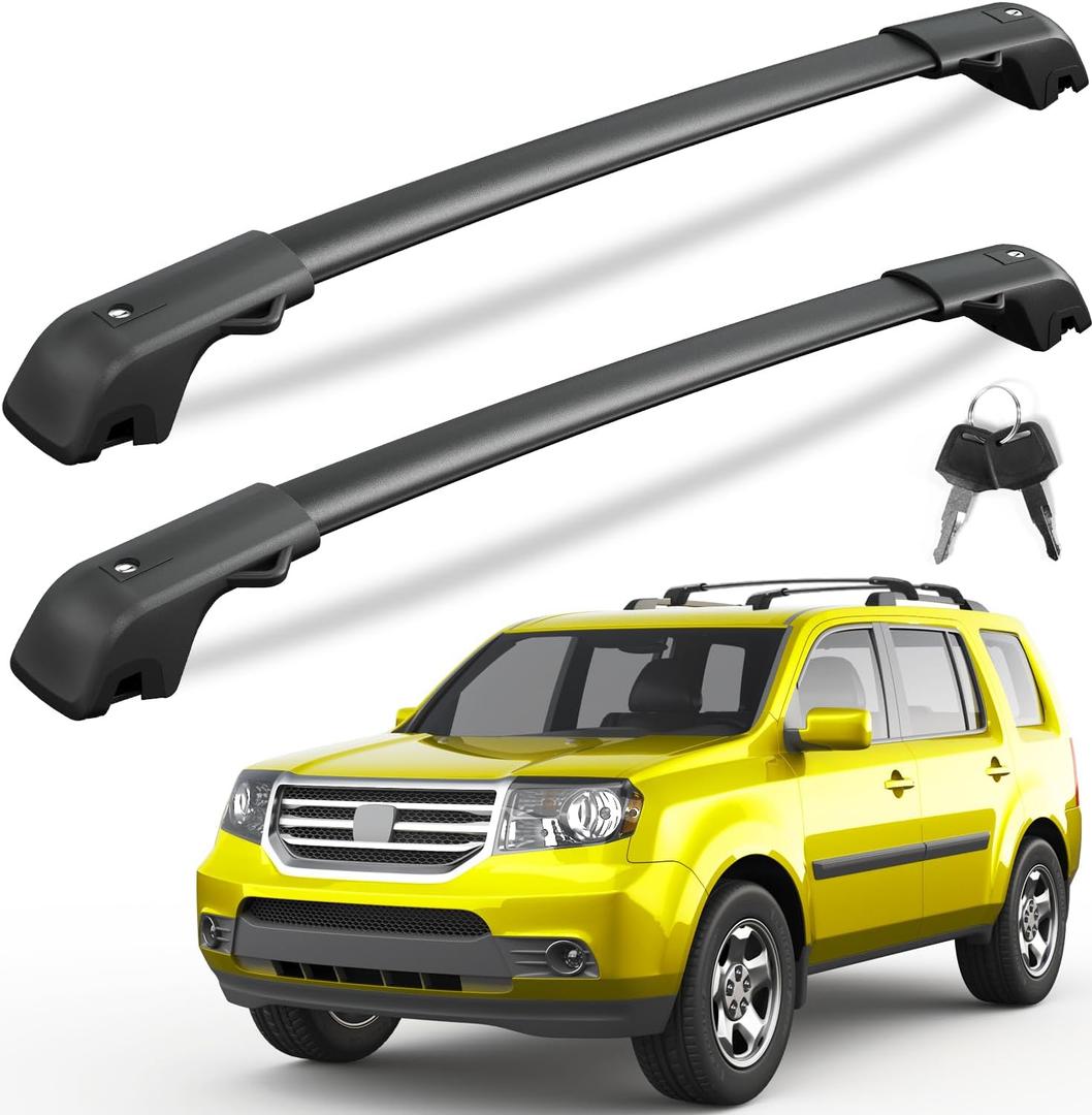 Lockable 220LBS Roof Rack Cross Bars Compatible with Honda Pilot 2009-2015 (with Raised Rails), Aluminum Heavy Duty Crossbar Anti-Theft Metal Lock Key Black Matte Powder Coated Non-Corrosion (Compatible with Honda Pilot 2009-2015)