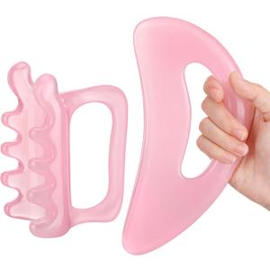 2Pack Fascia Massage Tool,Fascia Blaster for Cellulite Release Pink Resin Body Gua Sha Tool for Waist,Back,Legs,Face