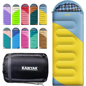 Camping Sleeping Bag, 32 Sleeping Bags for Adults Kids Teens Cold Weather Warm Sleeping Bag Winter for 3-4 Season Camping, Camping Gear Equipment, Traveling, and Outdoors (Yellow & Blue)