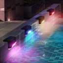 Solar Pool Side Lights 4-Pack, Color Changing Waterproof Light up Swimming Pool Accessories Night, Outdoor LED Deck Lights for Stairs, Step, Fence, Yard, Patio, and Pathway Decor (RGB (Red, Green, Blue))