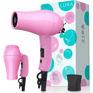 Portable Travel Hair Dryer,Mini Lightweight Dual Voltage Blow Dryer 1200W with Folding Handle,Blowdryer with One Concentrator