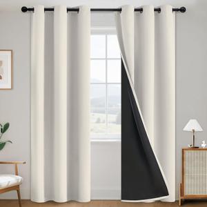 SimpleHome 100% Blackout Curtains for Bedroom,Thermal Insulated Cream Grommet Window Drapes Room Darkening Curtains for Living Room with Black Back,38 x 84 Inch,2 Panels