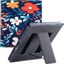 Case for 10.2" Kindle Scribe,Built-in Pen Holder,Flowers on Blue | PU Leather Protective Cover,with Auto Sleep/Wake,Foldable Stand,Two Hand Straps