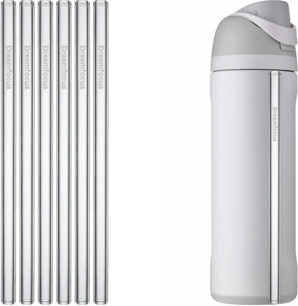 2 x Dreamfocus Glass Straw Replacement for Owala FreeSip Water Bottle 40 oz 6-Pack