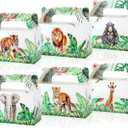 24Pcs Jungle Birthday Party Favor Boxes Safari Animals Themed Party Decorations Jungle Wild Theme Treat Boxes Zoo Animals Gift Goodie Box for Forest Wildlife Animal Gold Safari Zoo Birthday Supplies