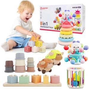 LUCKFUTURE Baby Toys 6 to 18 Months, 8 in 1 Montessori Toy Set, Educational Learning Toy for Toddlers Babies Sensory Toys Newborn Infant Gifts for Boys & Girls
