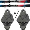 Snow Ski Wall Mounts with Gear Hooks (Black) Heavy-Duty Ski Rack for Wall Display & Storage Space-Saving Organizer & Winter Sports Wall Art, 4 PCs