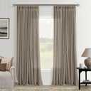 Dark Flax Pinch Pleated Linen Curtains 90 Inches Long 2 Panels for Living Room Bedroom Rustic Linen Farmhouse Semi Sheer Pinch Pleat Taupe Grey Beige Curtain Drapes with Hooks Rings 90 Inch Length