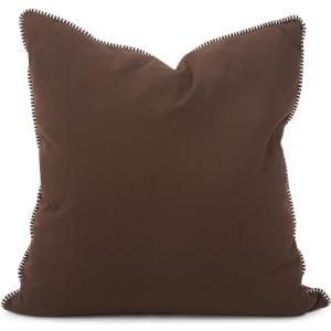 Howard Elliott Fluffy Throw Poly Insert Outdoor Pillow, Sunbrella Square Cushion Cover with Textured Trim Cording for Couch, Sofa, Indoor & Outdoor Use, 24 x 24 Inch, Seascape Chocolate