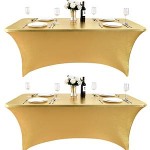 2-Pack 8ft Spandex Table Covers for Rectangle Folding Tables - Washable Elastic Tablecloth - Ultimate Fitted Table Protector for Birthday Parties, Trade Shows, Banquet