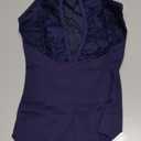 Limiles Women's Halter Neck Bodysuit Keyhole Back Gymnastic Ballet Dance Leotard Tops Dancewear Costumes  Navy Blue, Small