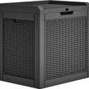 YITAHOME 32 Gallon Deck Box, Resin Storage with Lockable Lid & Side Handles, Indoor Outdoor Small Container for Patio Cushion, Garden Pool Accessories, Backyard Furniture, Water Resistant, Black 