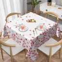 BETGINY Valentines Tablecloth Square 60x60 Inch,Red Pink Love Heart Table Cloth,Stain Resistance Polyester Anniversary Day Holiday Table Covers for Kitchen Dining Parties Picnic