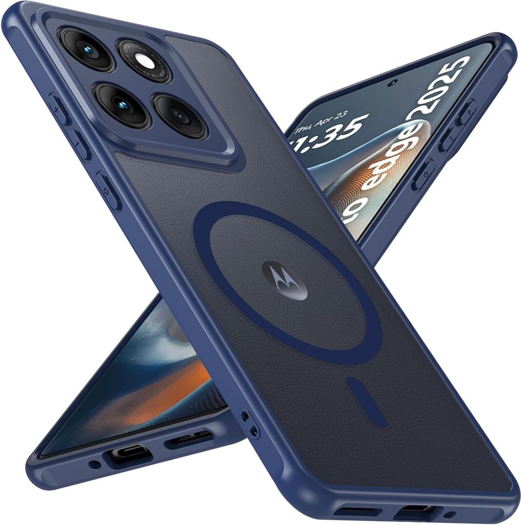For Motorola Edge 2025 Case, Magnetic [38 N52 Magnets] Military Grade Drop Protection moto edge 2025 case - Raised Camera Lips Slim Matte Anti-Slip Phone Cover Case For Motorola Edge 2025, Blue