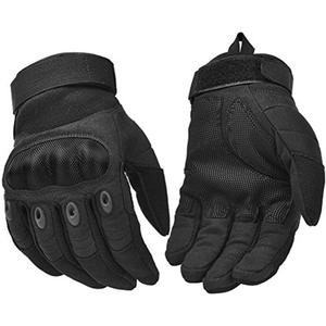 REEBOW GEAR Tactical Gloves Motorcycle Riding Gloves Full Finger Gloves Black (Large)