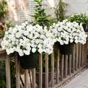 Tobilu Set of 2 Artificial Potted Roses Flowers for Outdoor - White