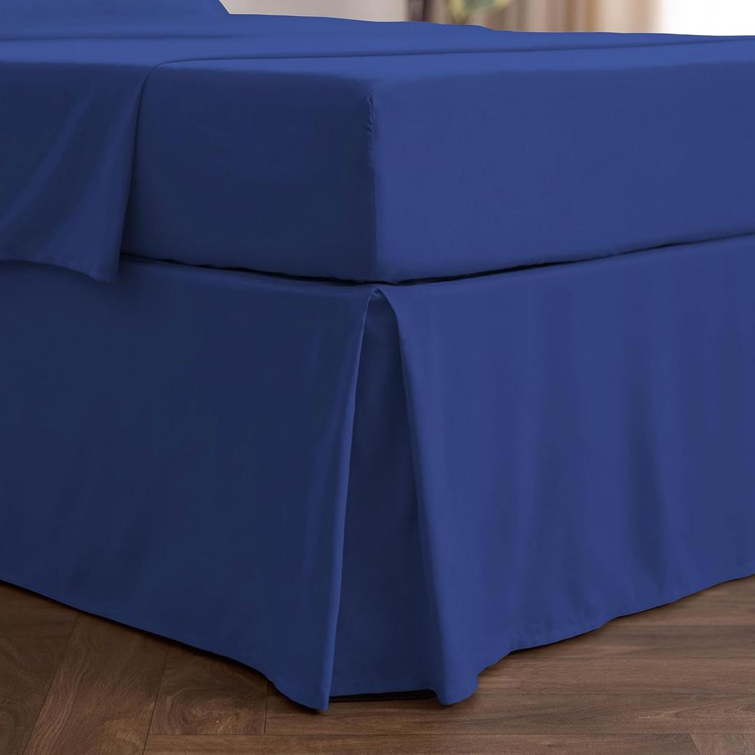 Mellanni Bed Skirt Twin Size - Bed Skirting - 15-Inch Tailored Drop Pleated Dust Ruffle - Hotel Luxury Bedding - Wrinkle, Fade, Stain Resistant - 1 Bedskirt (Twin, Royal Blue)