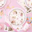 96Pcs Fairy Birthday Party Plates and Napkins Forks for 20 Guests - Disposable Tableware Floral Supplies First Pink Fairy Themed for Girls Baby Shower Birthday Party Decorations