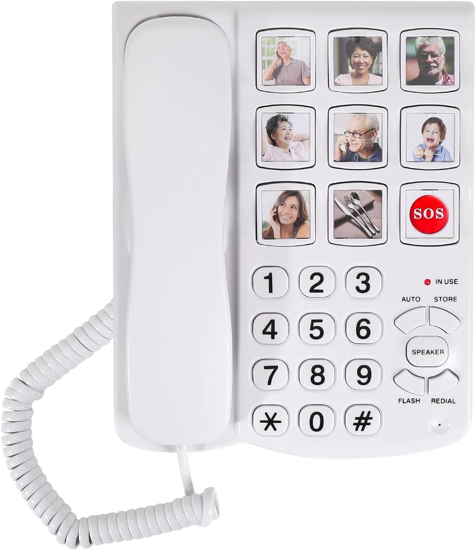 Telephones for Seniors, Dementia Phone for Seniors - 9 Picture Memory Corded Landline Telephone for Elderly - One-Touch Dial, 110dB+ Amplified Ringer -Home Phones for The Visually Impaired, Alzheimer