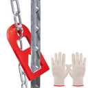 Pindex T-Post Puller Plate Kits with Gloves,Heavy Duty 14mm Carbon Steel Suitable for Gardens Farms Home